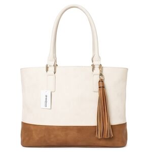 Dress Barn Cream and Tan Satchel